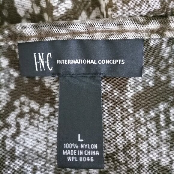 INC International Concept Womens Olive Round Neck Snake Print Blouse Size L - Picture 5 of 6